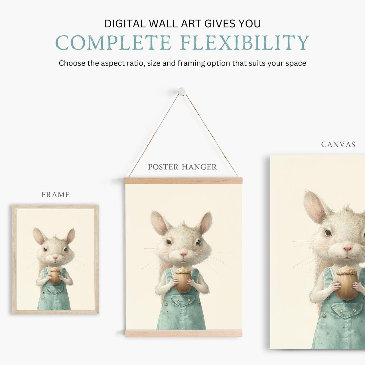 Whimsical Squirrel Wall Art – Woodland Nursery Print