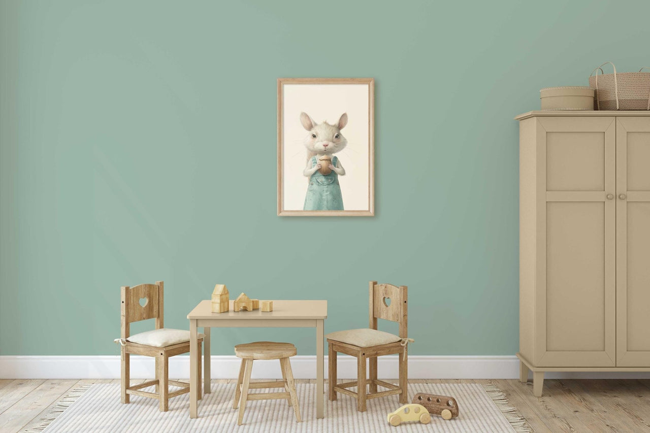 Whimsical Squirrel Wall Art – Woodland Nursery Print