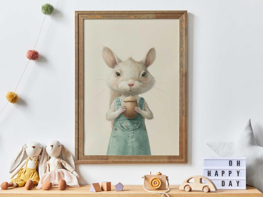 Squirrel Nursery Decor, Whimsical Squirrel Art, Woodland Vintage Print - WildfieldPrints