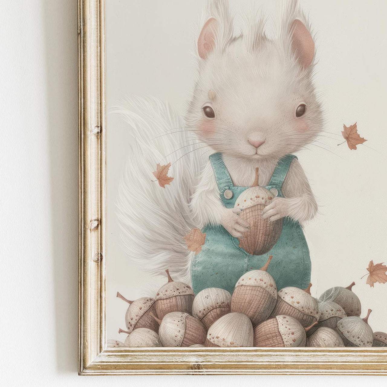 White Squirrel Wall Art – Woodland Nursery Print