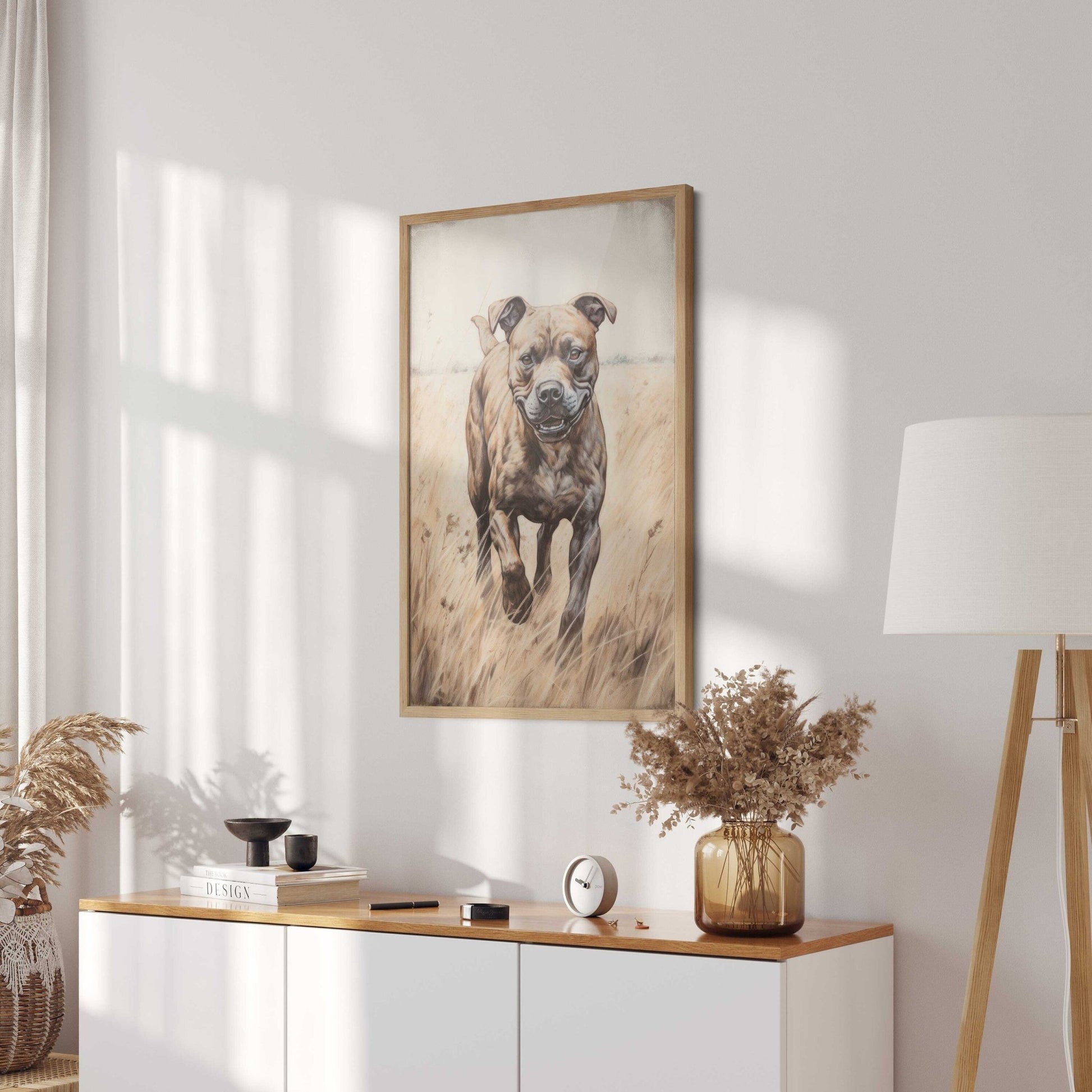 Staffordshire Bull Terrier Art, Rustic Dog Decor, Staffy Portrait - WildfieldPrints