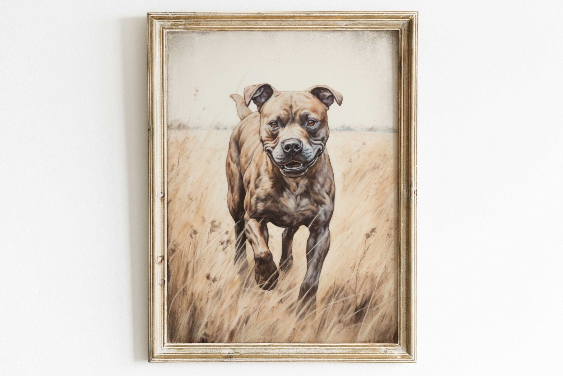 Staffordshire Bull Terrier Art, Rustic Dog Decor, Staffy Portrait - WildfieldPrints