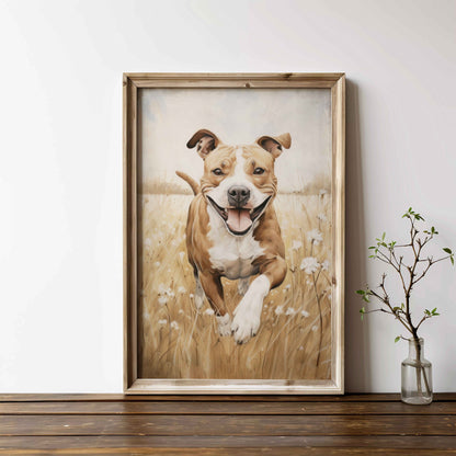 Staffordshire Bull Terrier Wall Art, Dog Lover Gift, Pet Portrait - WildfieldPrints