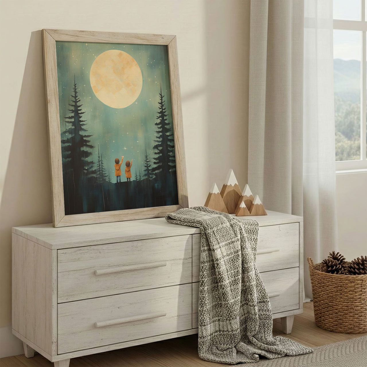 Stargazing Adventure Wall Art – Forest Kids Room Print