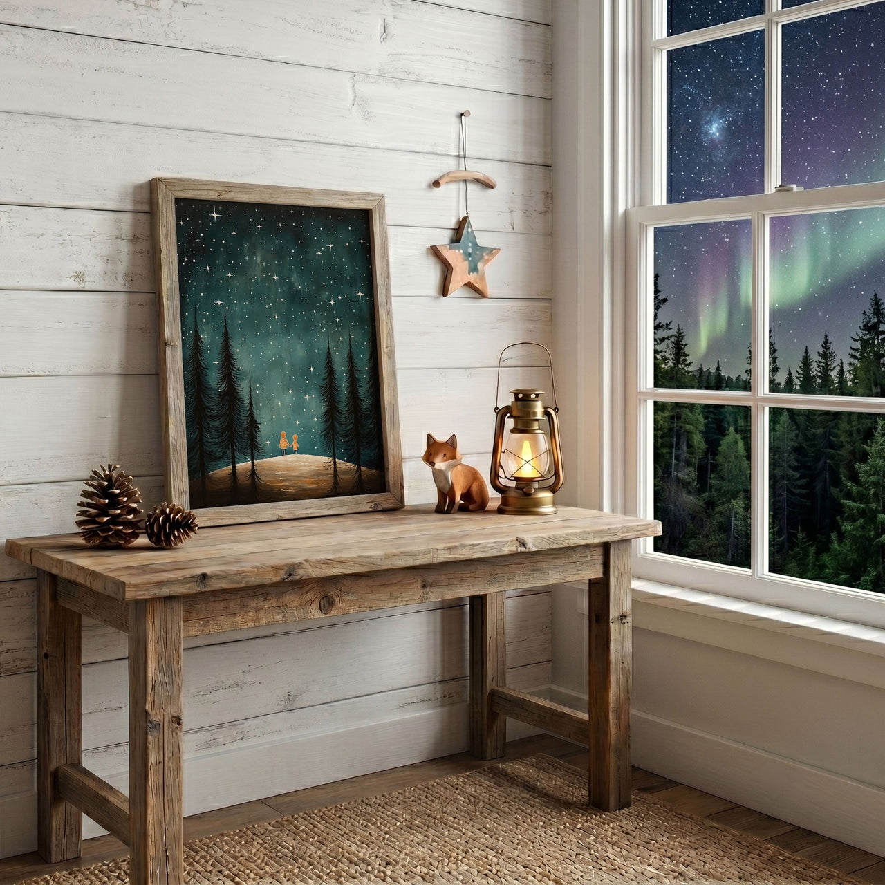 Stargazing Adventure Wall Art – Forest Kids Room Print