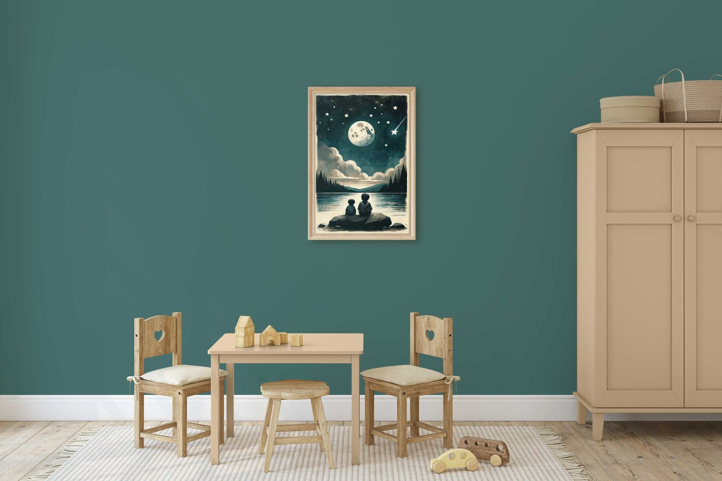 Stargazing Print, Moody Night Sky Decor, Moon & Stars Wall Art - WildfieldPrints