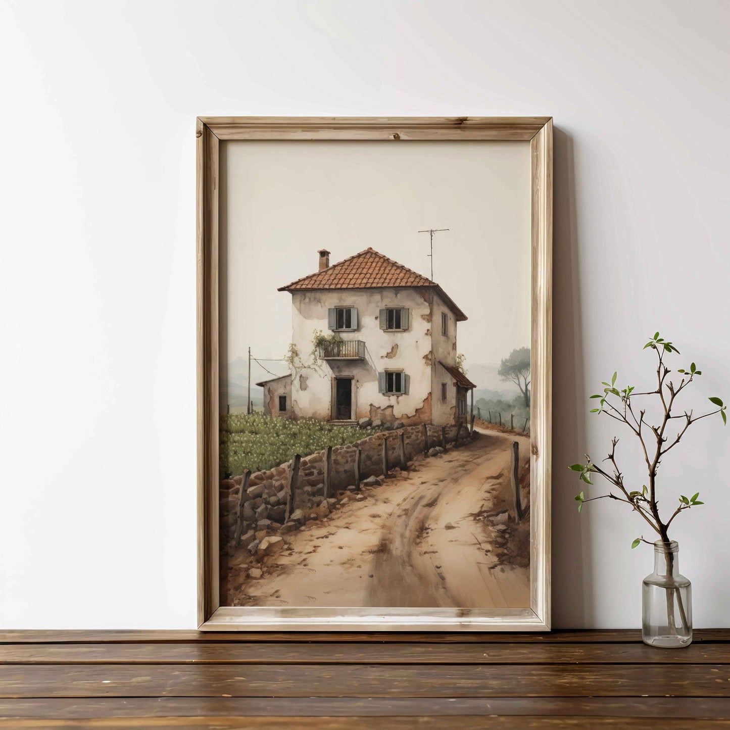 Stone House Art, Mediterranean Decor, Charming Cottage Print - WildfieldPrints