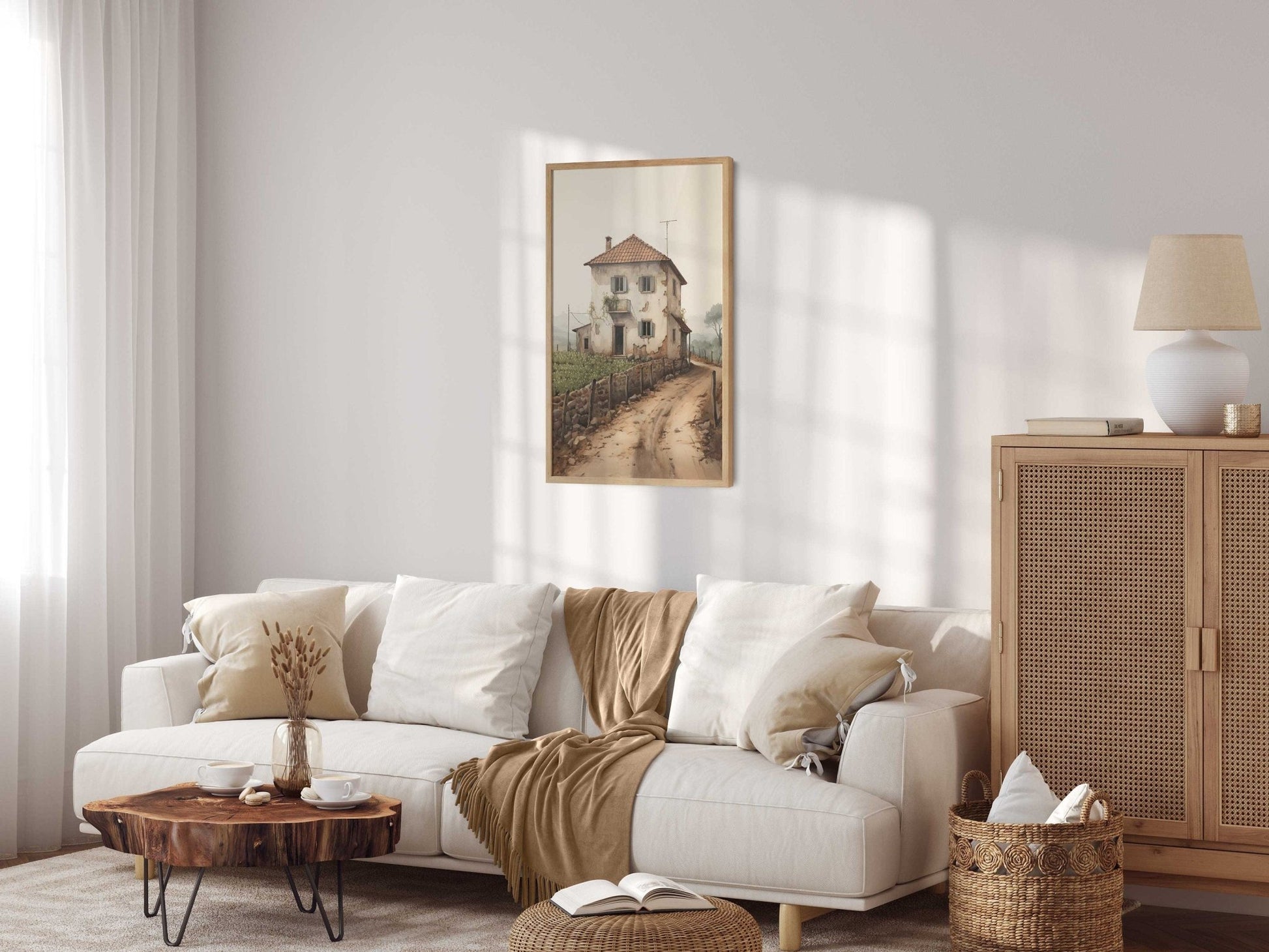 Stone House Art, Mediterranean Decor, Charming Cottage Print - WildfieldPrints