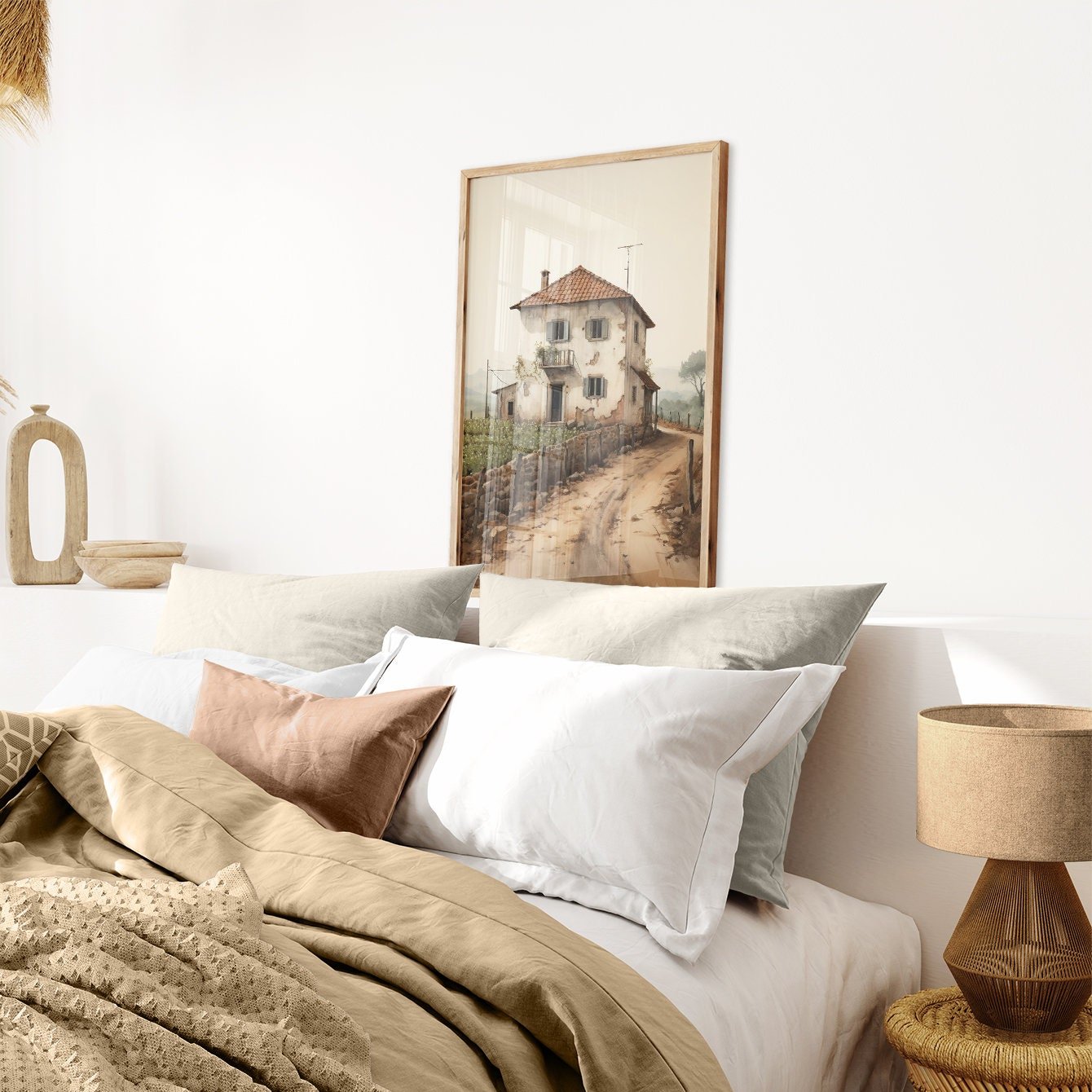 Stone House Art, Mediterranean Decor, Charming Cottage Print - WildfieldPrints