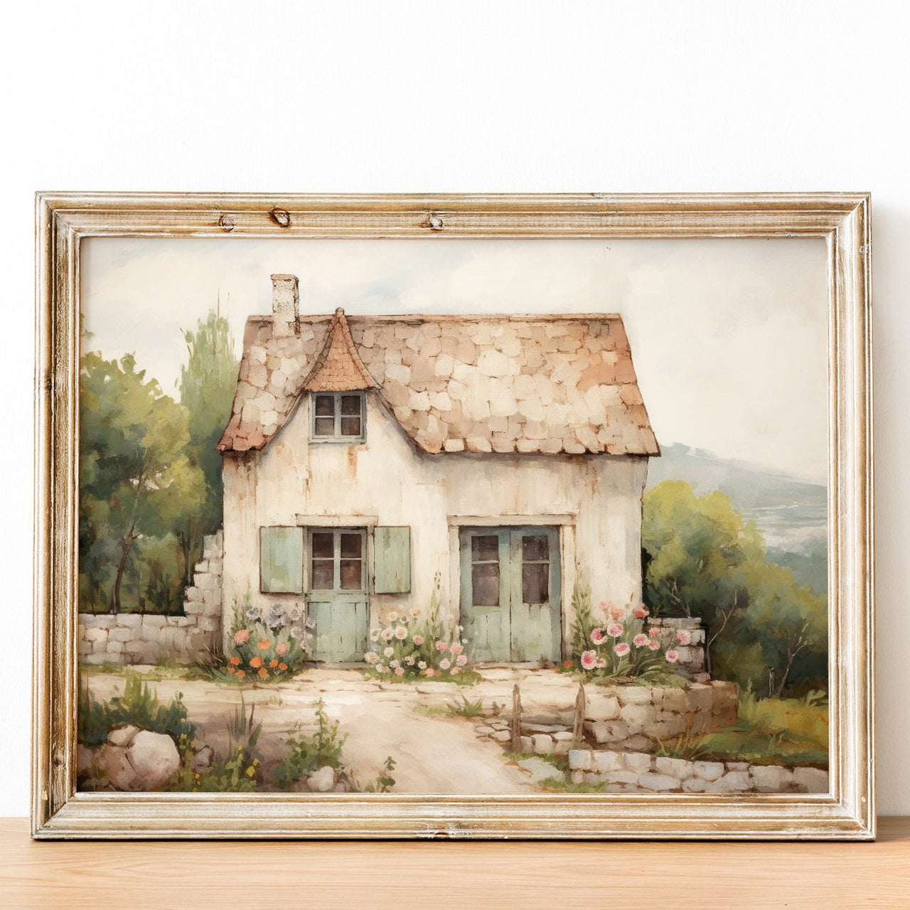 Stone House Wall Art – Countryside Living Room Print