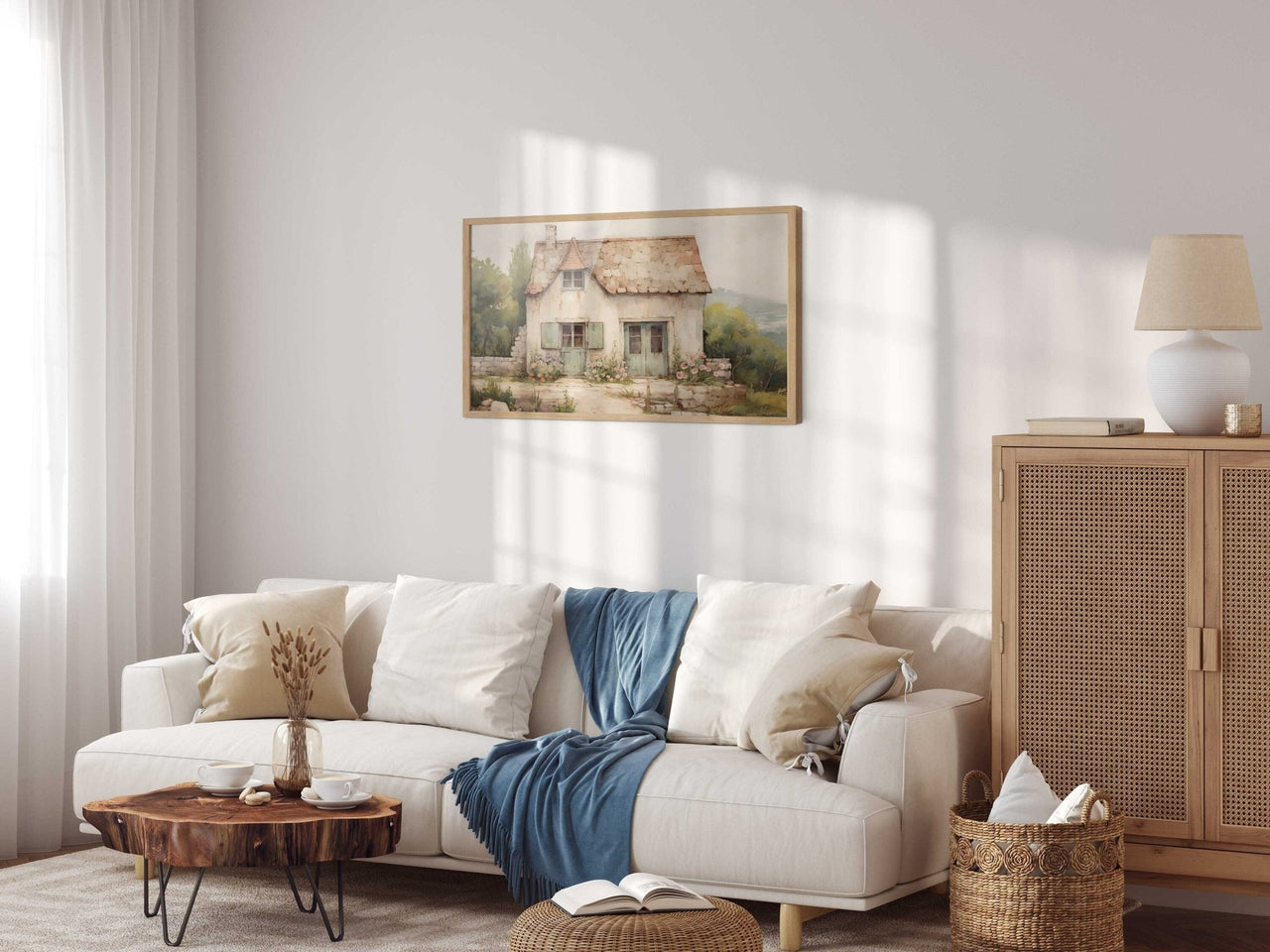 Stone House Wall Art – Countryside Living Room Print