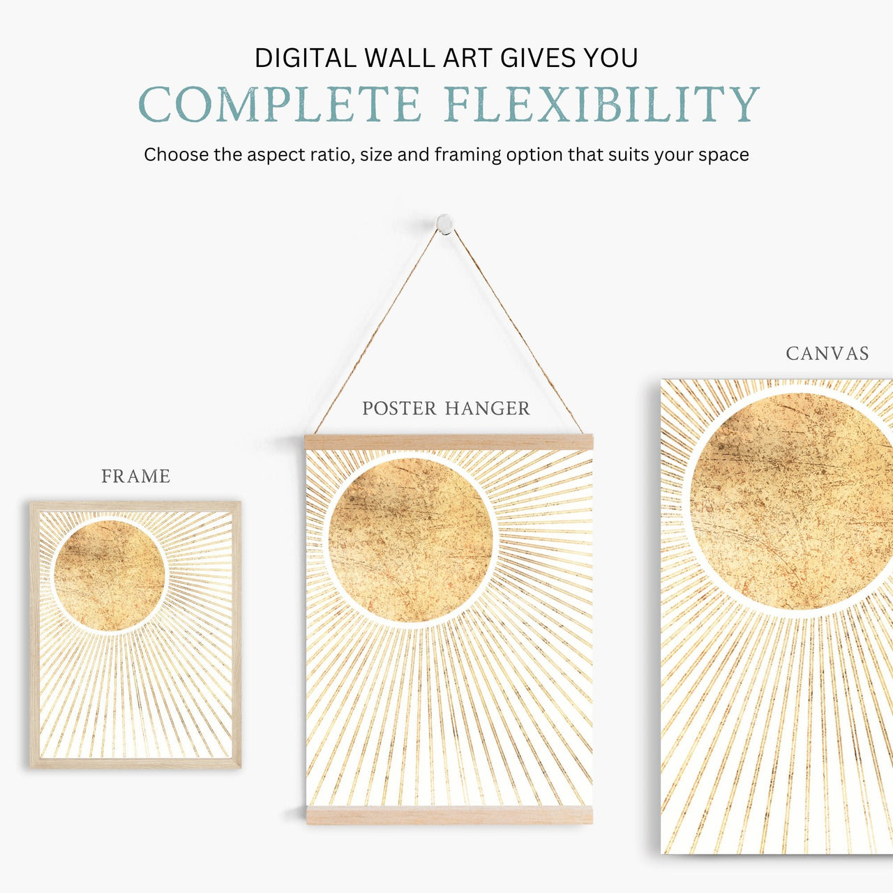 Sun and Moon Wall Art – Celestial Living Room Decor • Set of 2