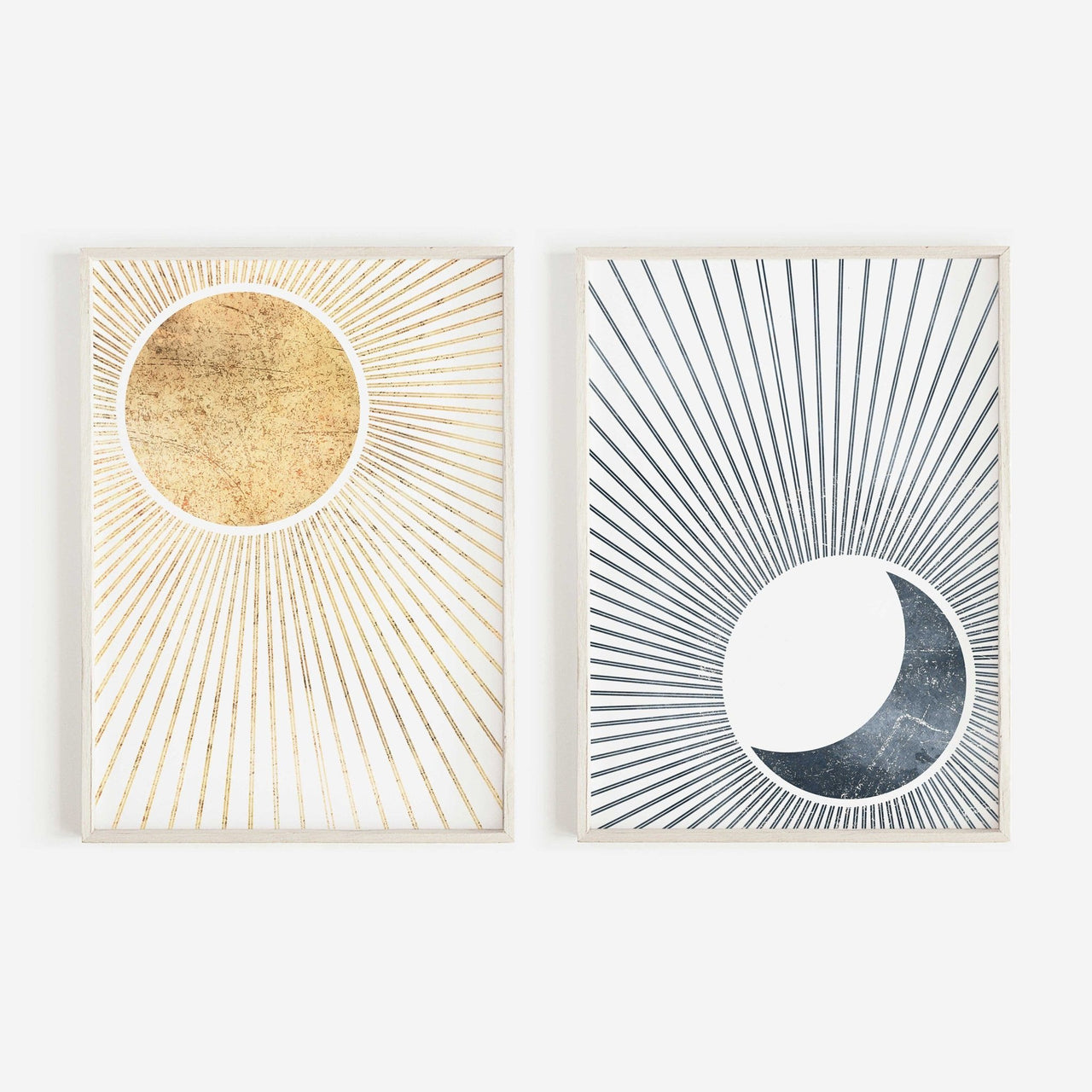 Sun and Moon Wall Art – Celestial Living Room Decor • Set of 2