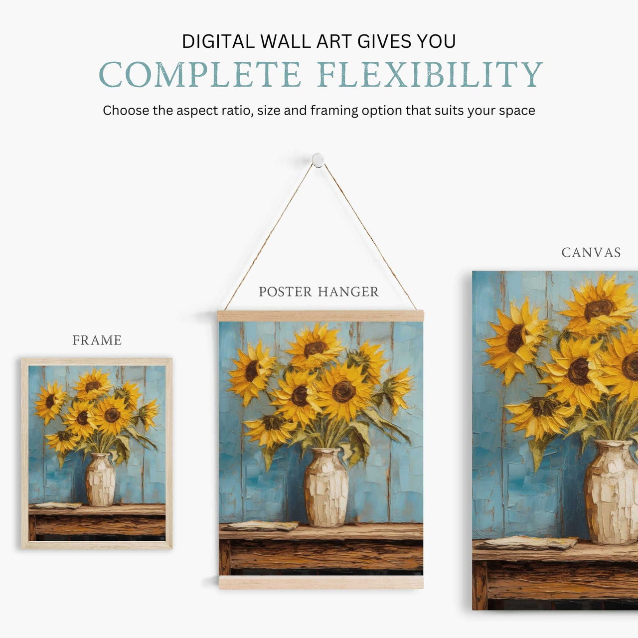 Sunflower Print – Floral Living Room Wall Art