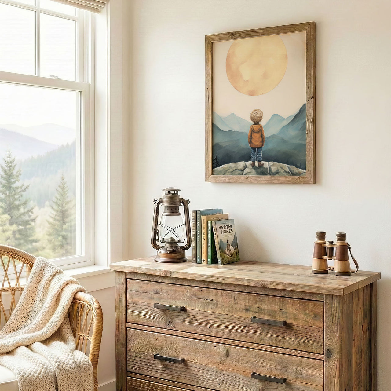 Sunset Adventure Wall Art – Vintage Boys Room Print