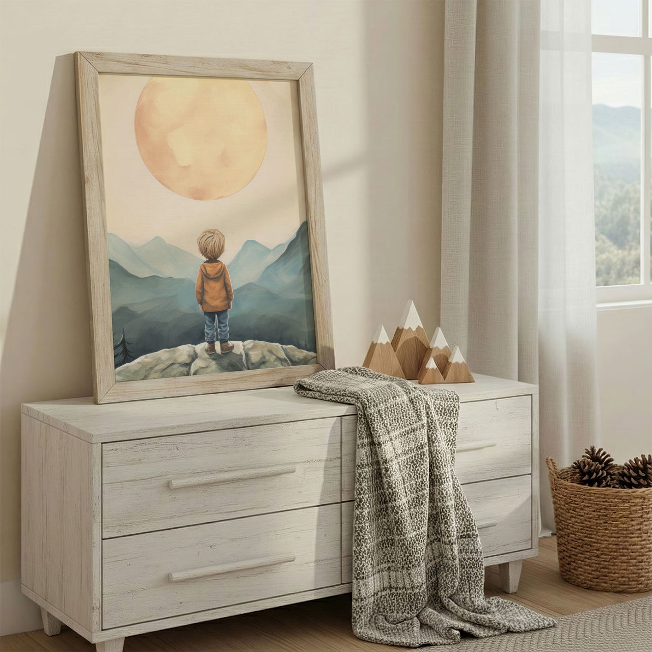 Sunset Adventure Wall Art – Vintage Boys Room Print