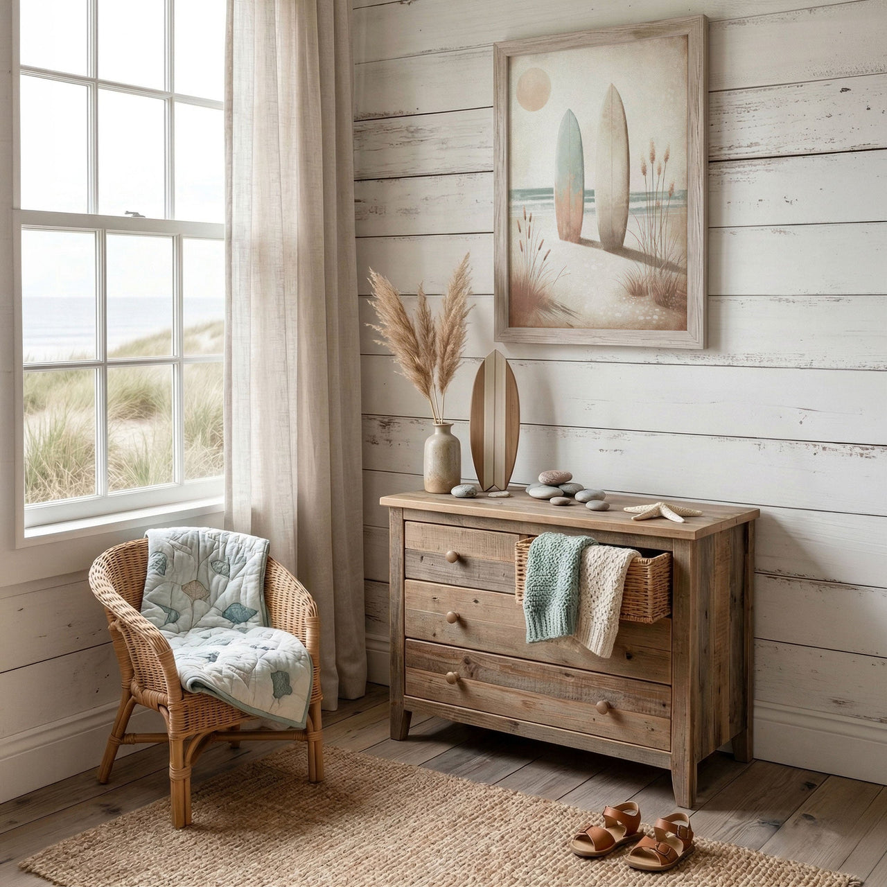 Surfboard Wall Art – Coastal Living Room Print