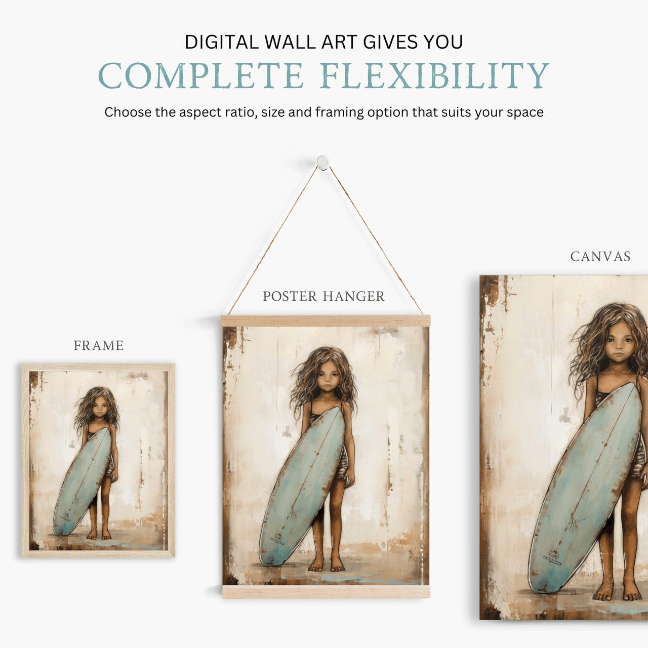 Surfer Girl Wall Art – Beach Nursery Print