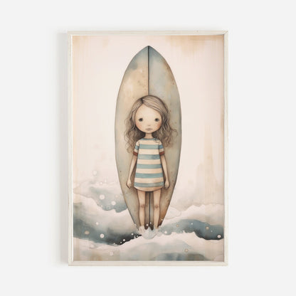 Surfer Nursery Decor, Vintage Surfing Wall Art for Girls Room - WildfieldPrints