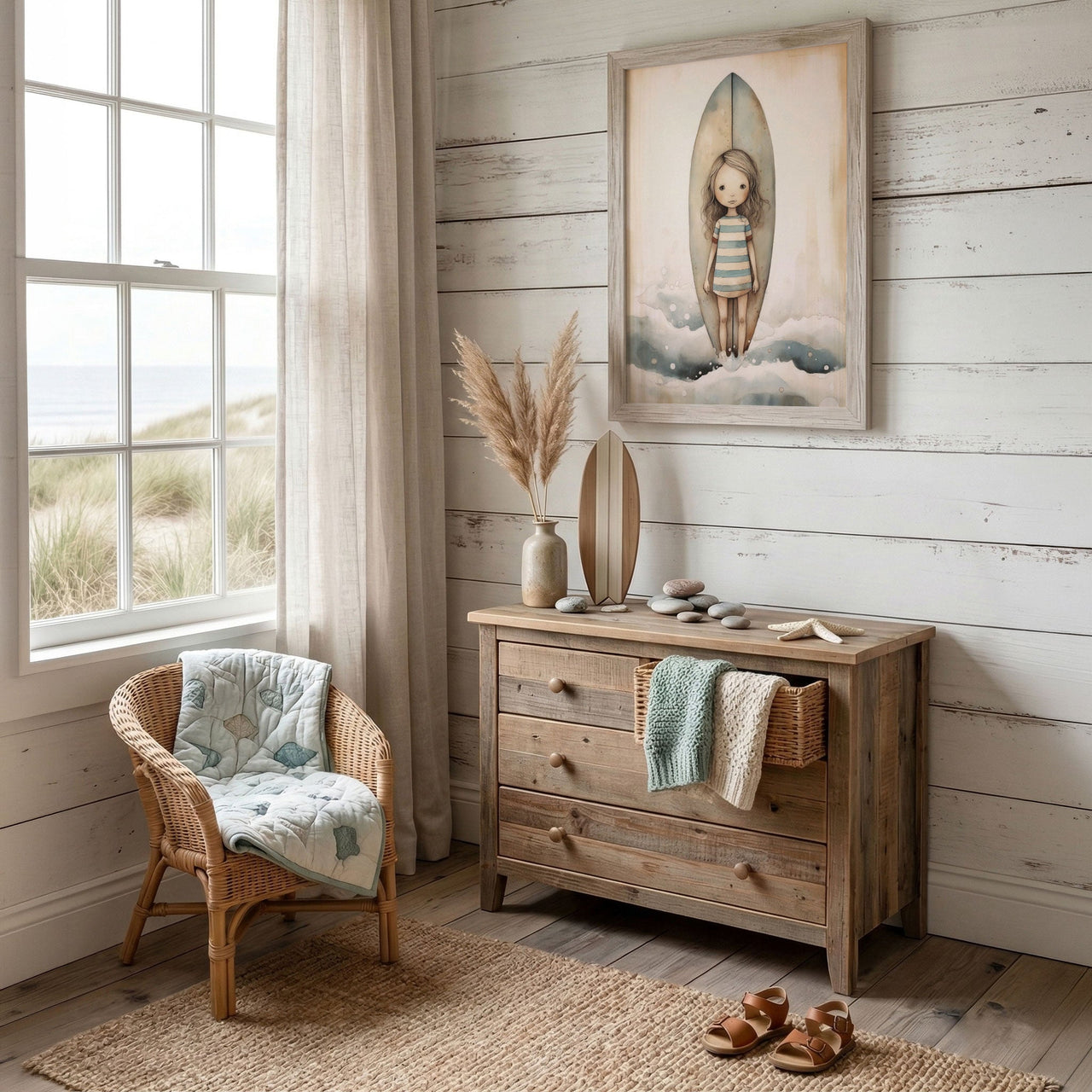 Surfer Wall Art – Ocean Girls Room Decor