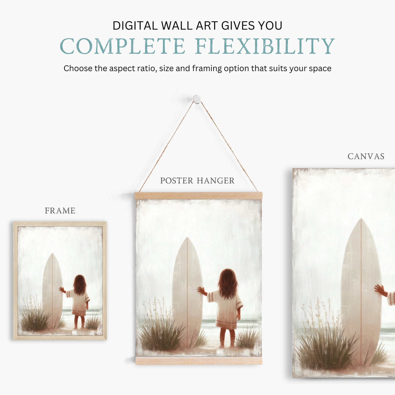 Surfer Girl Wall Art – Beach Nursery Print for Girls