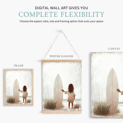Surfing Nursery Decor, Beach Room Art, Surfer Print for Girls - WildfieldPrints
