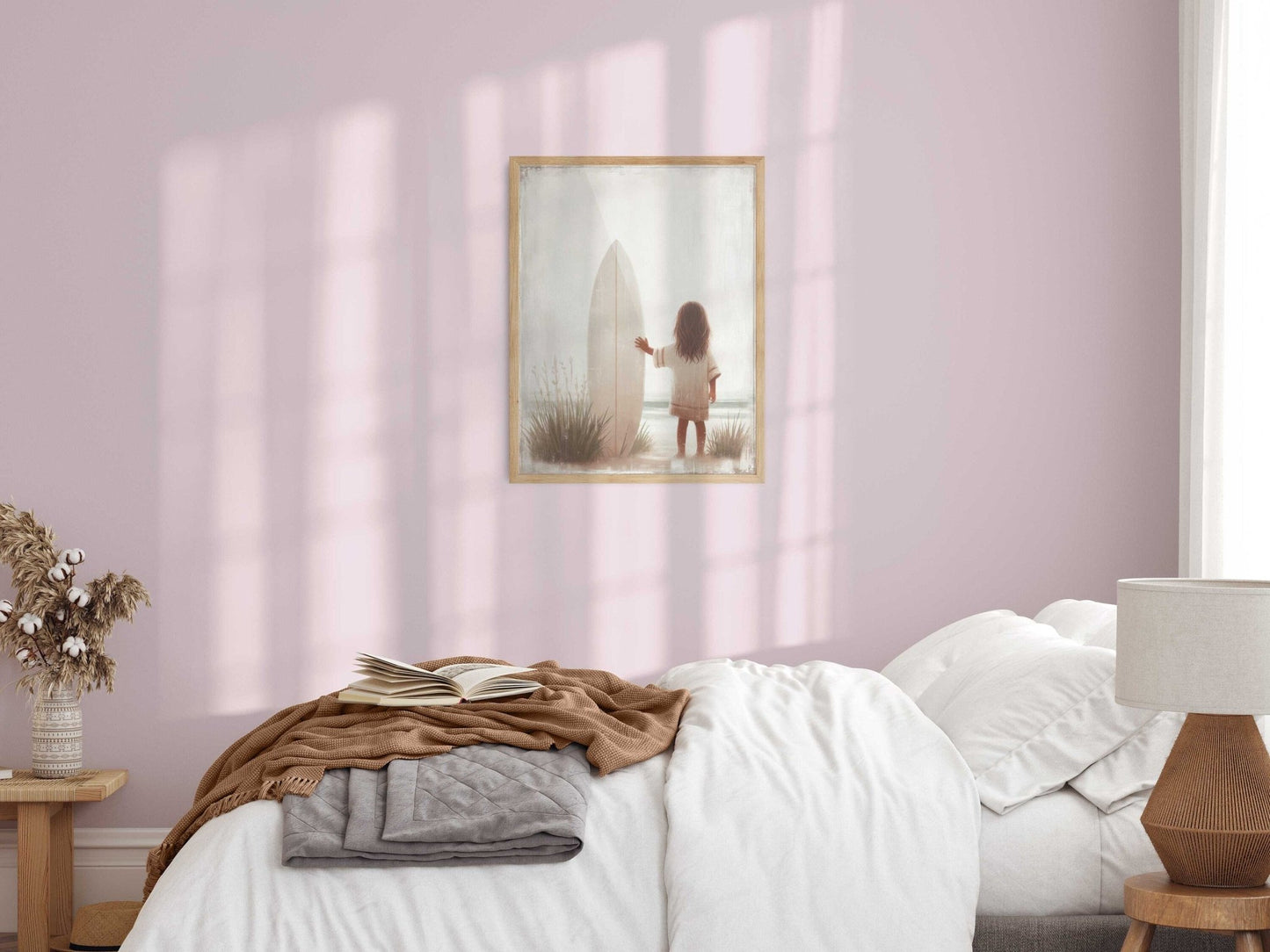 Surfing Nursery Decor, Beach Room Art, Surfer Print for Girls - WildfieldPrints