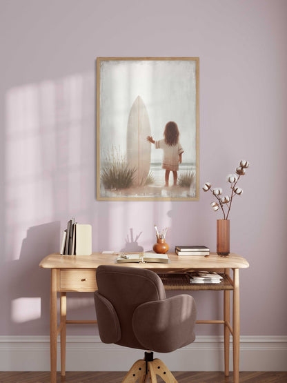Surfing Nursery Decor, Beach Room Art, Surfer Print for Girls - WildfieldPrints