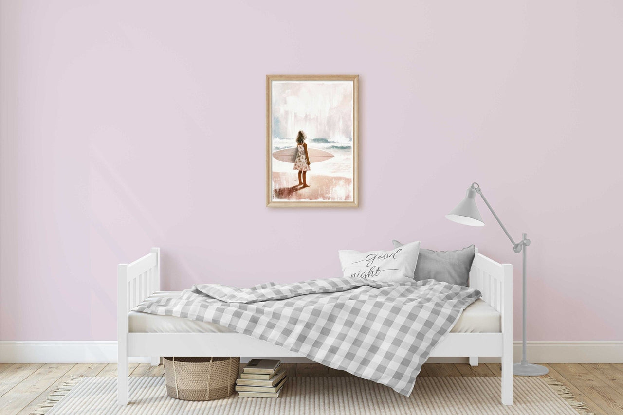 Surfer Girl Wall Art – Beach Kids Room Print