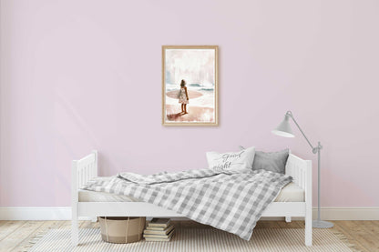 Surfing Nursery Decor, Surfer Girl Beach Art, Kids Surf Theme Decor - WildfieldPrints