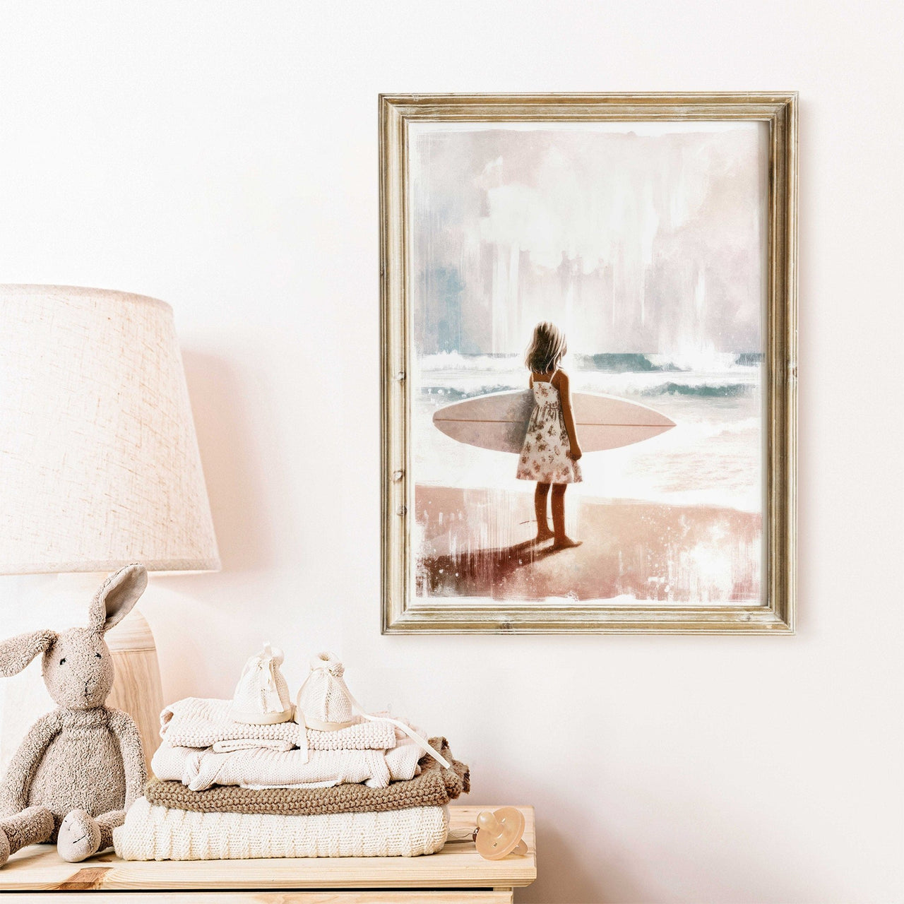 Surfer Girl Wall Art – Beach Kids Room Print