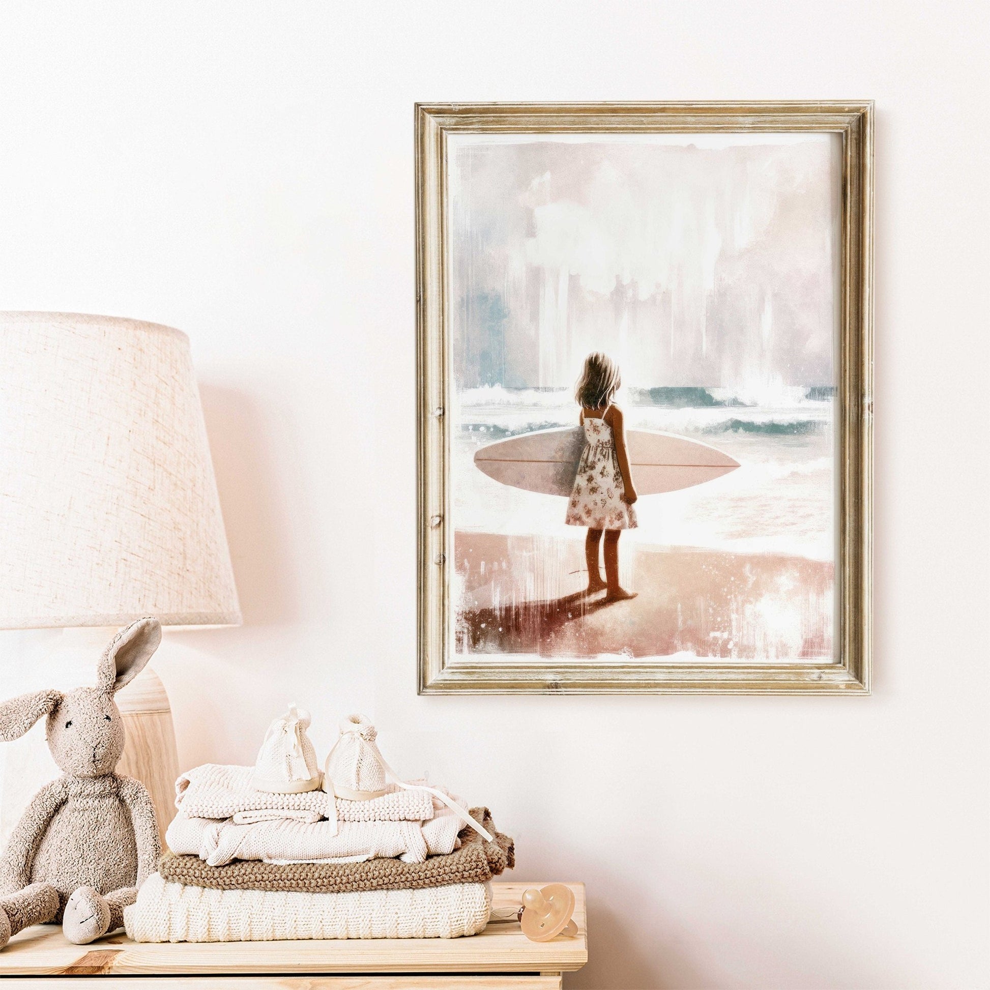 Surfing Nursery Decor, Surfer Girl Beach Art, Kids Surf Theme Decor - WildfieldPrints