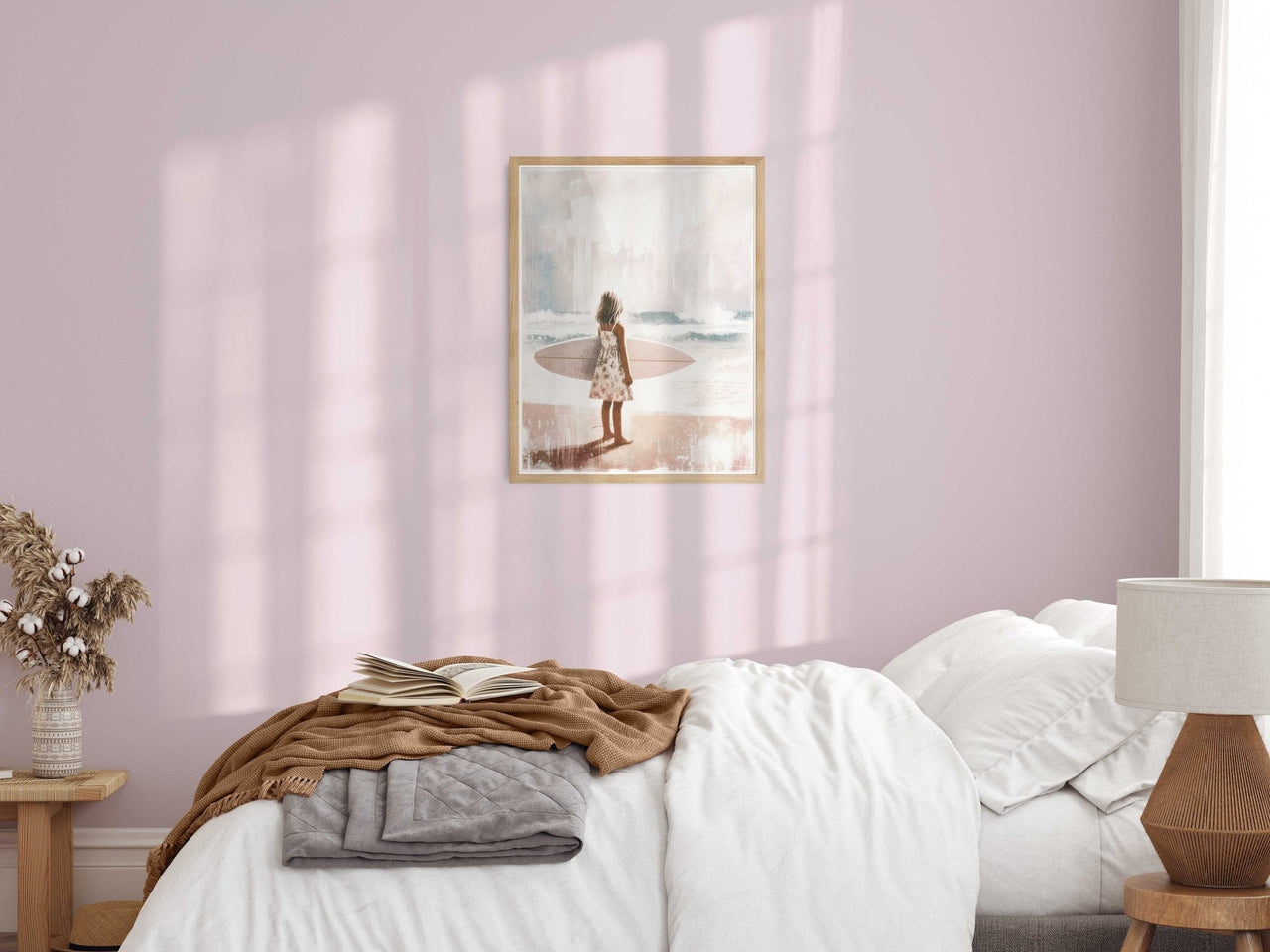 Surfer Girl Wall Art – Beach Kids Room Print