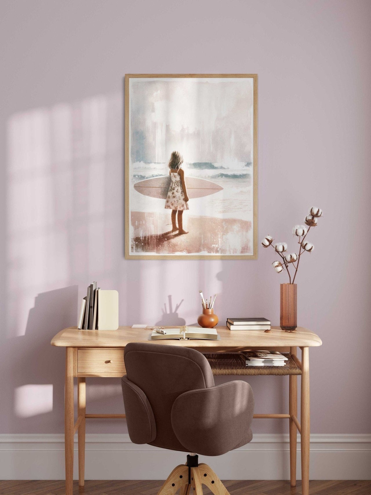 Surfer Girl Wall Art – Beach Kids Room Print
