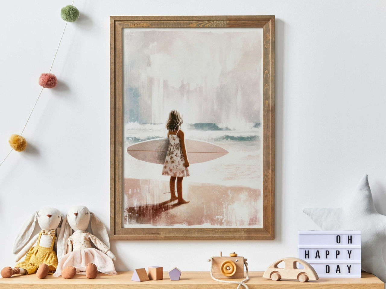 Surfer Girl Wall Art – Beach Kids Room Print