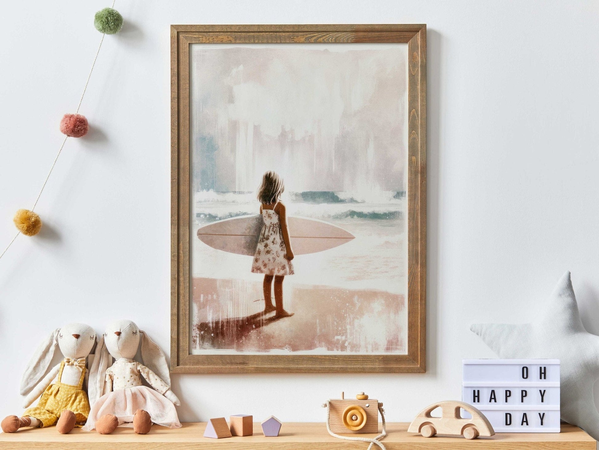 Surfing Nursery Decor, Surfer Girl Beach Art, Kids Surf Theme Decor - WildfieldPrints