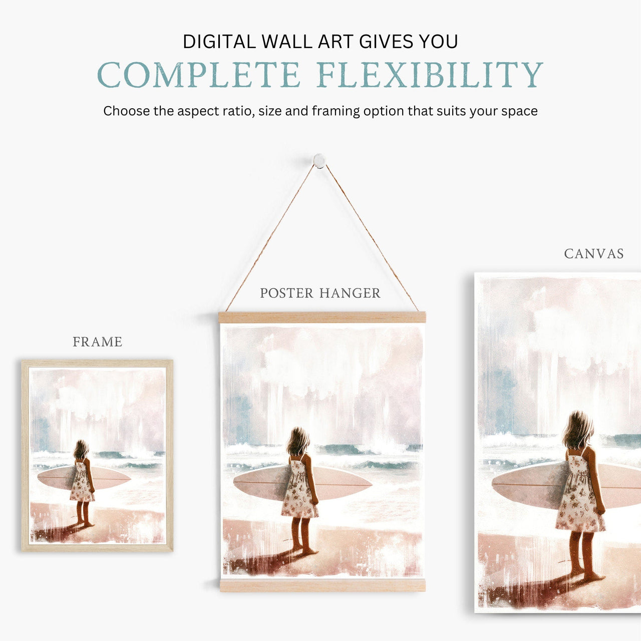 Surfer Girl Wall Art – Beach Kids Room Print
