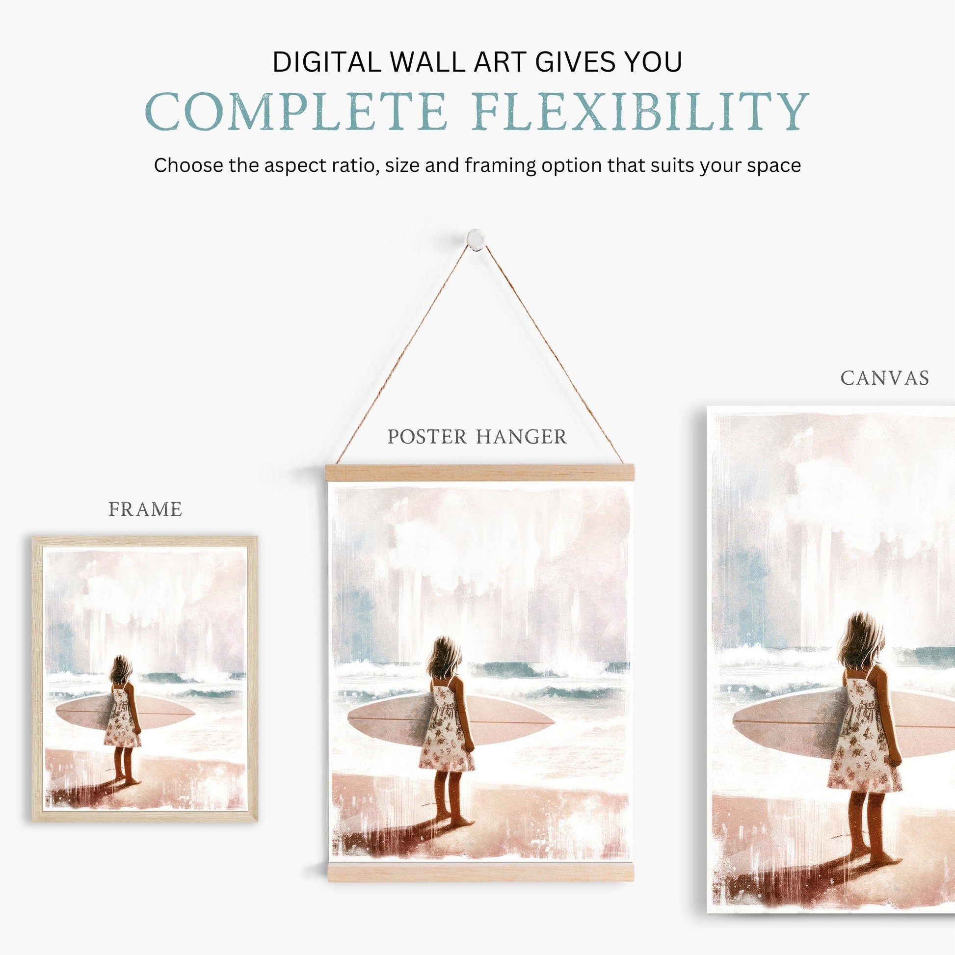 Surfing Nursery Decor, Surfer Girl Beach Art, Kids Surf Theme Decor - WildfieldPrints