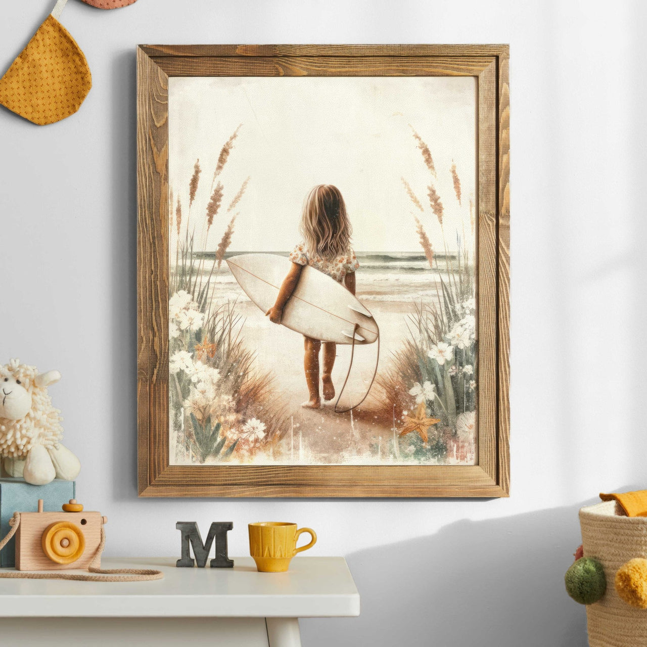 Surfer Girl Wall Art – Beach Nursery Print