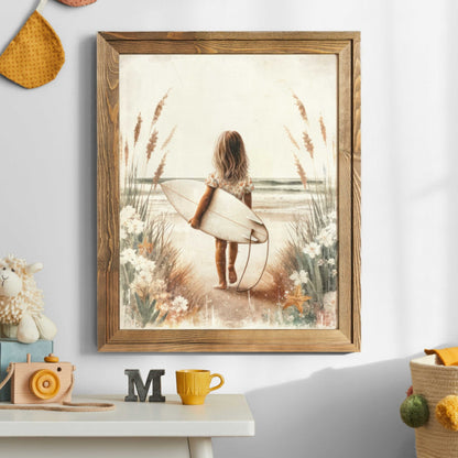 Surfing Nursery Decor, Surfer Girl Wall Art, Beach Themed Room Decor - WildfieldPrints