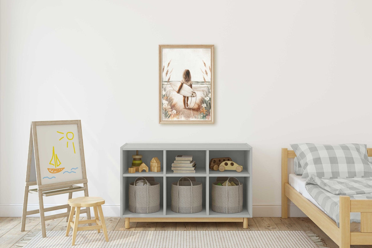 Surfer Girl Wall Art – Beach Nursery Print