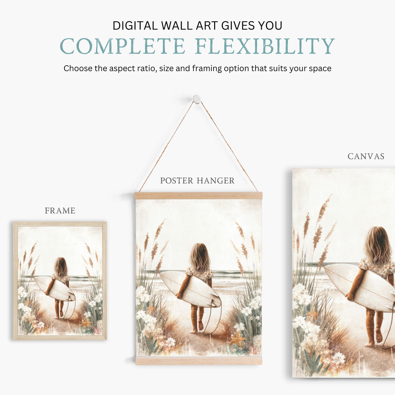 Surfer Girl Wall Art – Beach Nursery Print