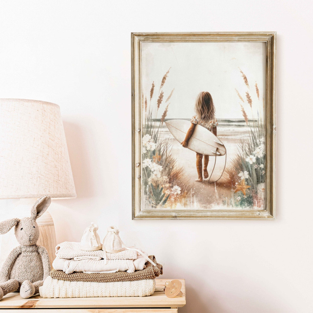 Surfer Girl Wall Art – Beach Nursery Print