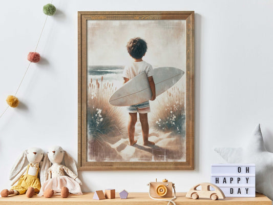 Surfing Nursery Print, Surfer Boy Wall Art, Beach Theme Decor - WildfieldPrints