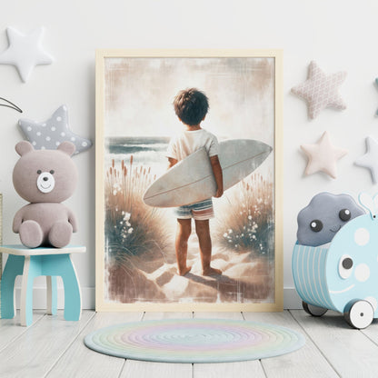 Surfing Nursery Print, Surfer Boy Wall Art, Beach Theme Decor - WildfieldPrints
