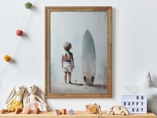 Surfing Nursery Prints, Beach Boy Room Decor, Surfer Kid Art - WildfieldPrints
