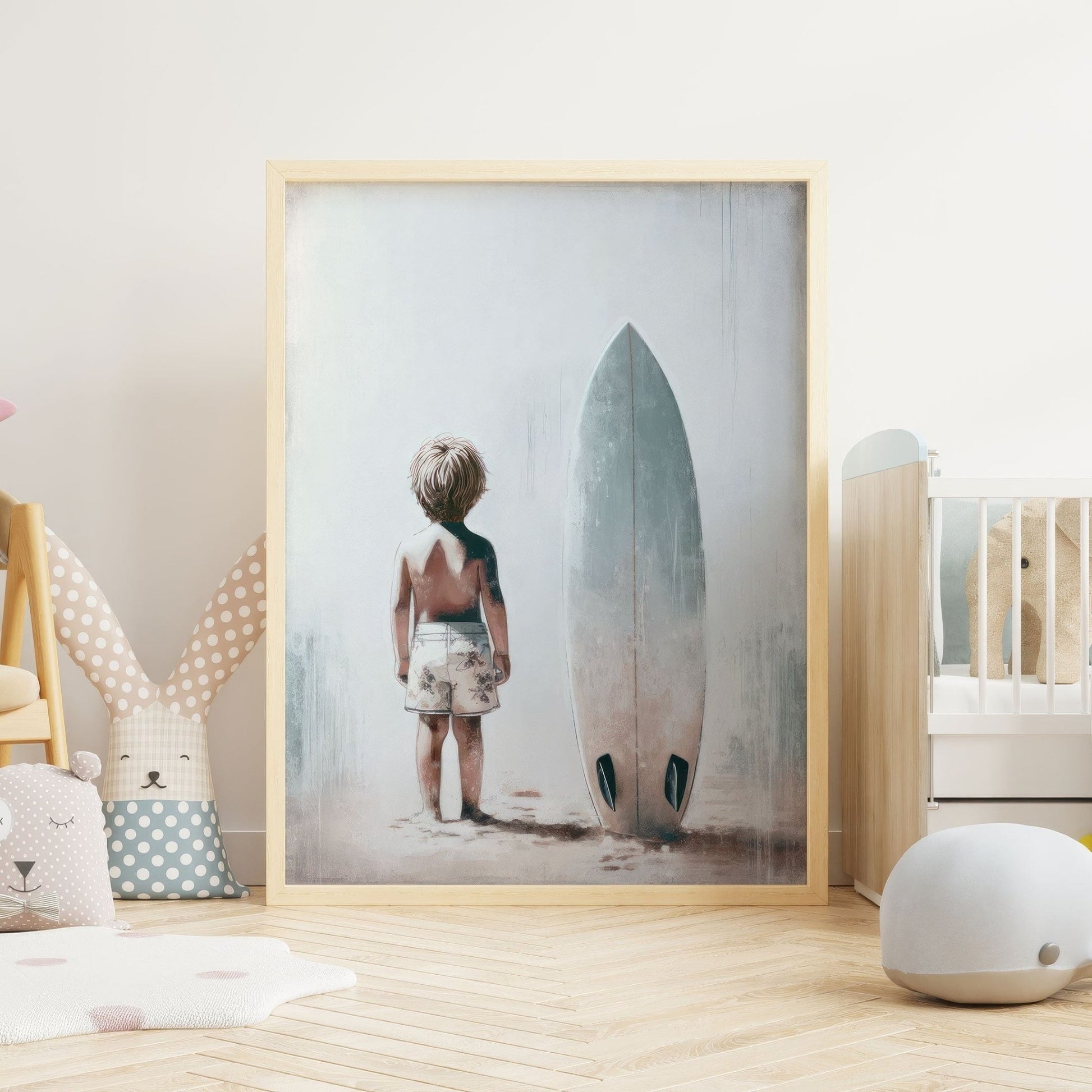 Surfing Nursery Prints, Beach Boy Room Decor, Surfer Kid Art - WildfieldPrints