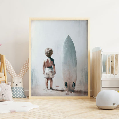 Surfing Nursery Prints, Beach Boy Room Decor, Surfer Kid Art - WildfieldPrints