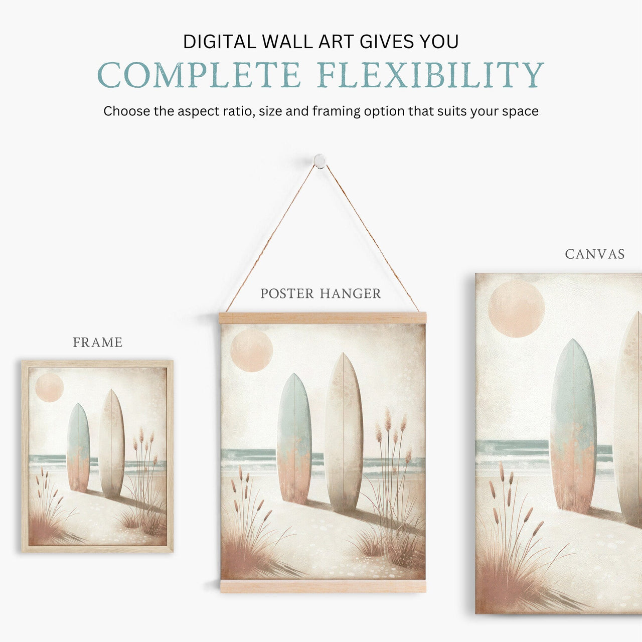 Surfboard Wall Art – Coastal Living Room Print