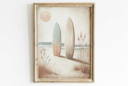 Surfing Wall Art, Beach Scene Print, Coastal Decor - WildfieldPrints